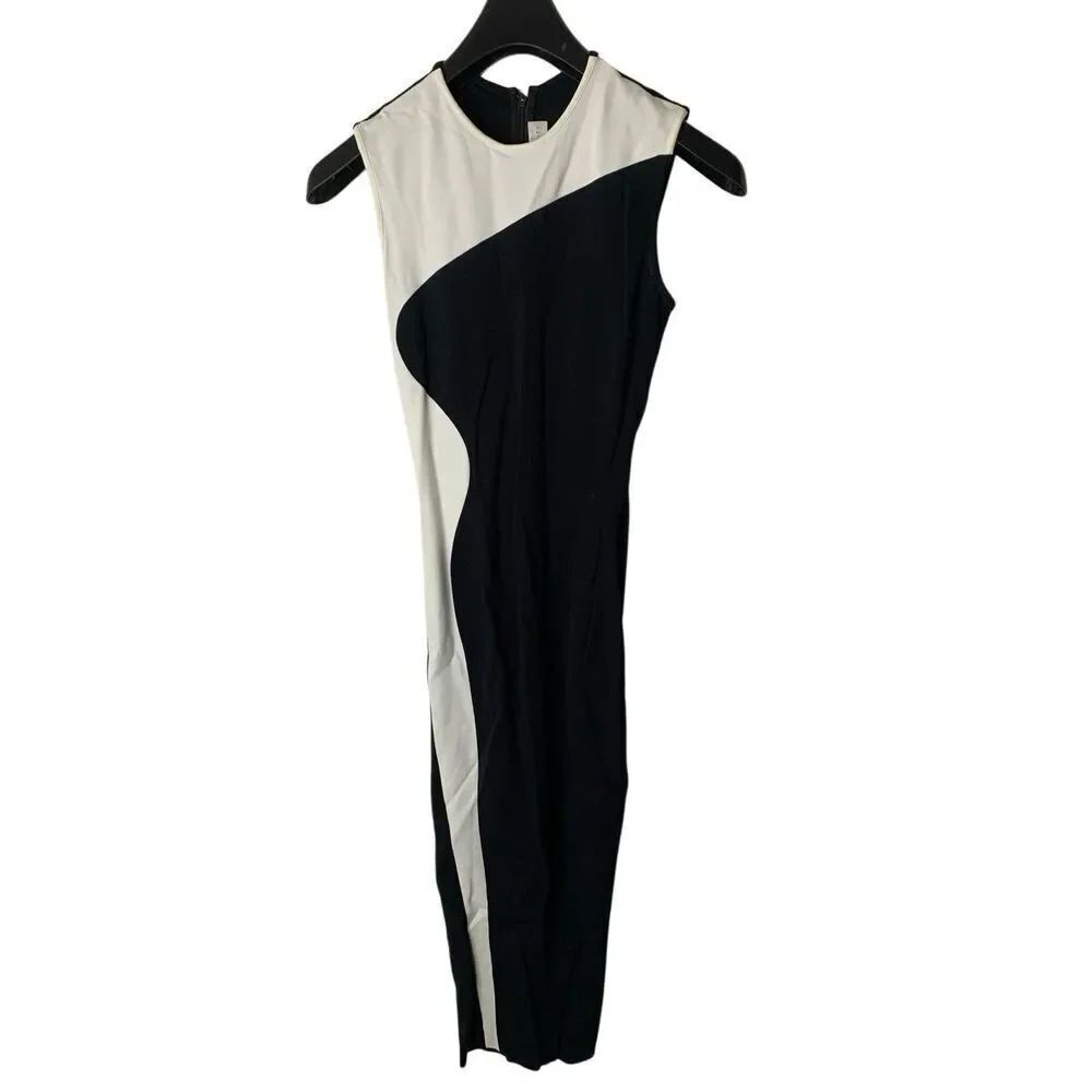 Stella McCartney Miracle Colorblock Mini dress cinched black white size 36